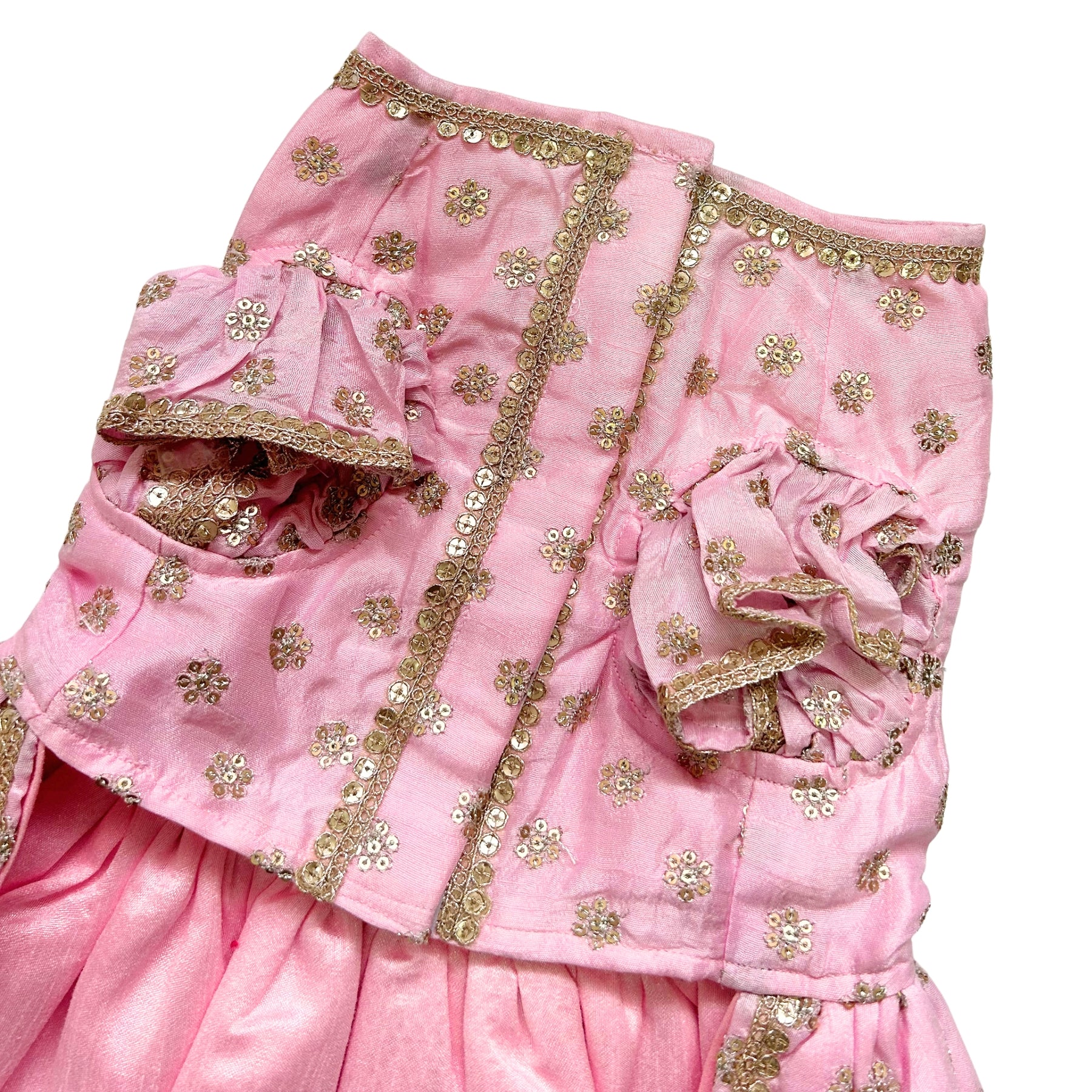 PASTEL PINK GOLD BUTTI ANARKALI DRESS FOR DOG AND CATS