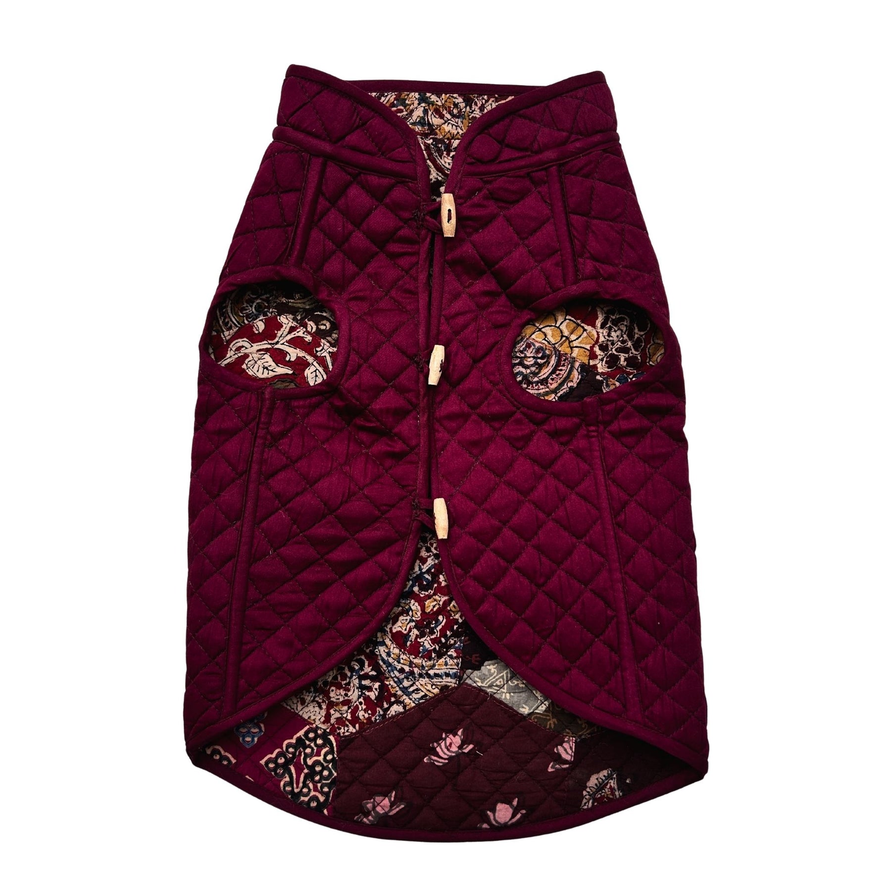 COLOUR BUKHARI PATCH WORK RED QUILTED JACKET FOR DOGS AND CATS