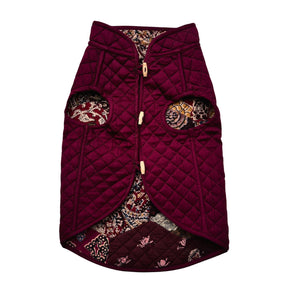 COLOUR BUKHARI PATCH WORK RED QUILTED JACKET FOR DOGS AND CATS