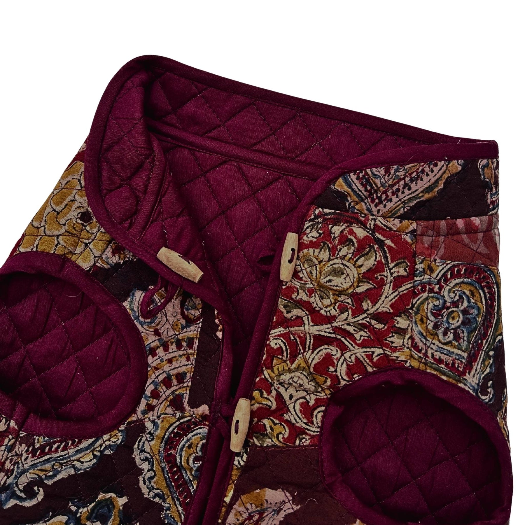 COLOUR BUKHARI PATCH WORK RED QUILTED JACKET FOR DOGS AND CATS