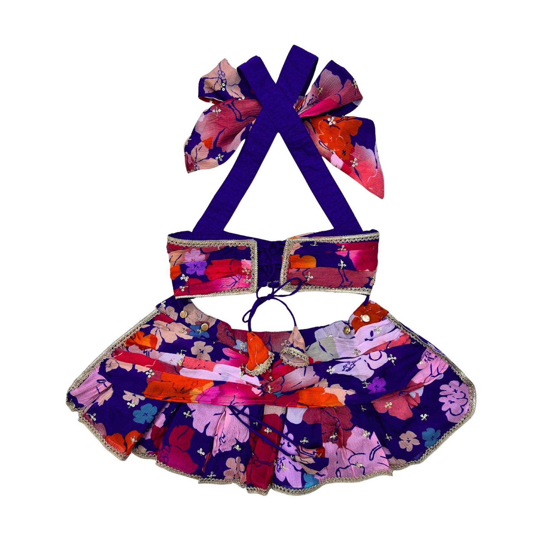 NEELARA BLOOM HALTER BOW LEHENGA FOR DOGS AND CATS