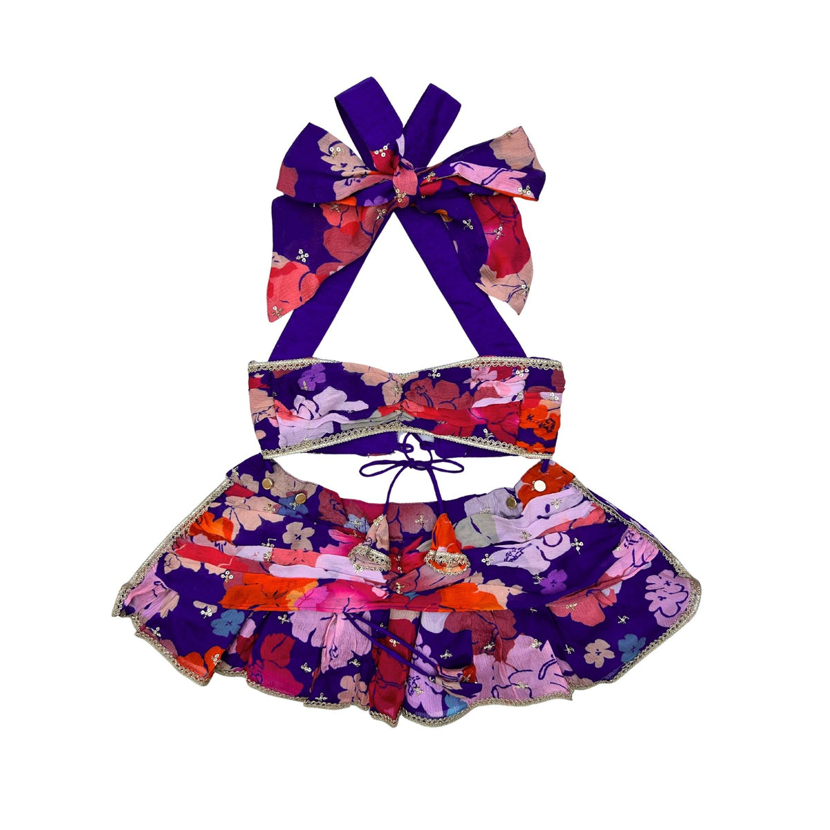 NEELARA BLOOM HALTER BOW LEHENGA FOR DOGS AND CATS