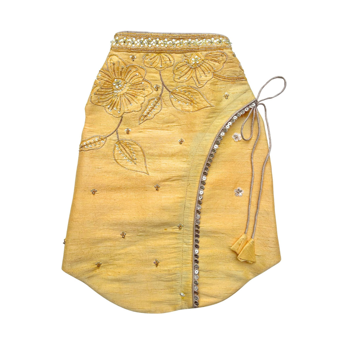 YELLOW BEADED FLOWER APPLIQUE SHERWANI FOR DOGS AND CATS