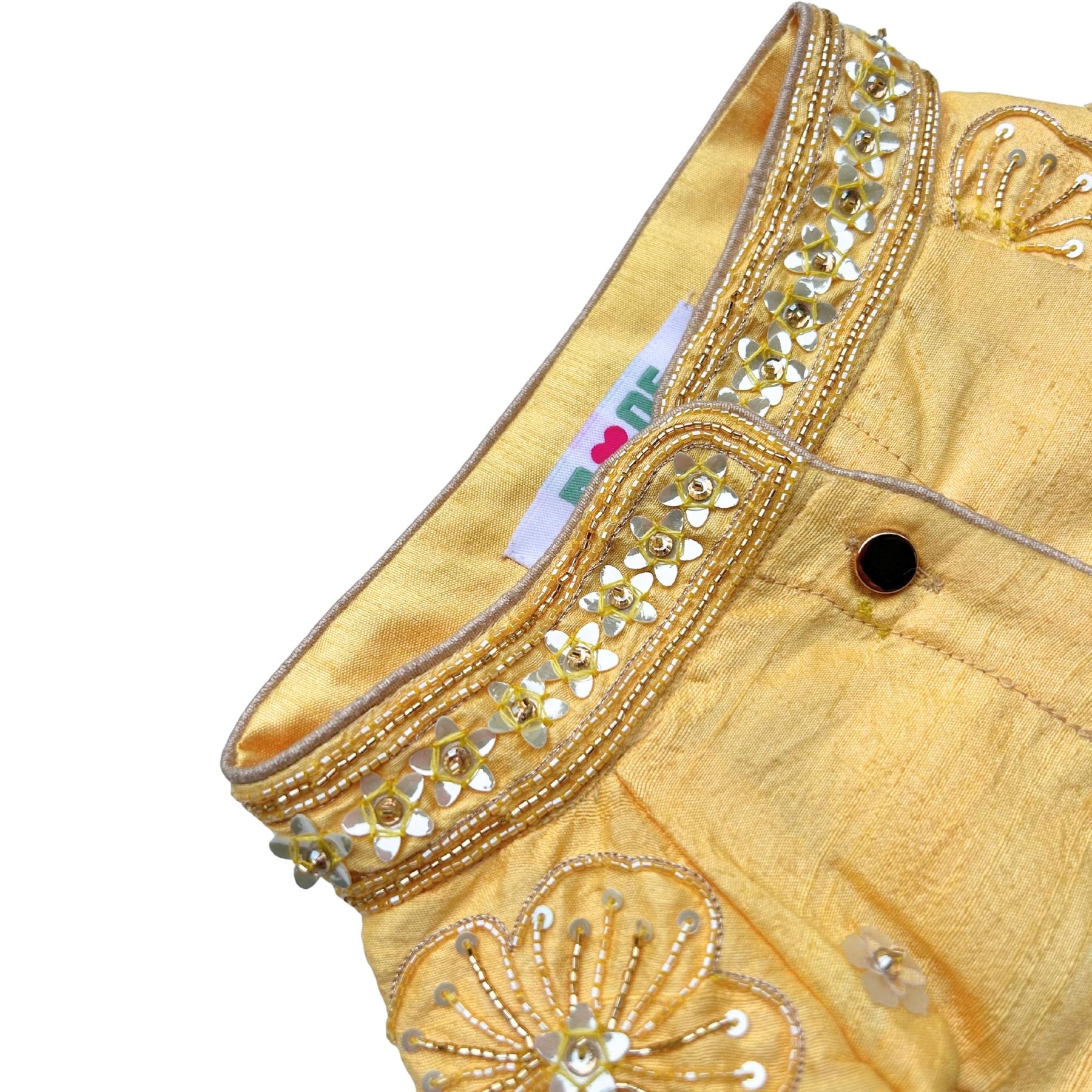 YELLOW BEADED FLOWER APPLIQUE SHERWANI FOR DOGS AND CATS