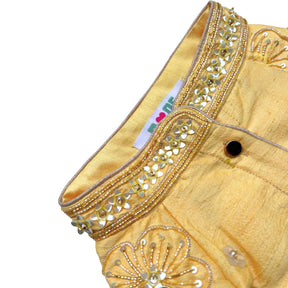 YELLOW BEADED FLOWER APPLIQUE SHERWANI FOR DOGS AND CATS