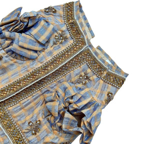 BEIGE BLUE DAINTY EMROIDERED TISSUE LEHENGA FOR DOGS AND CATS