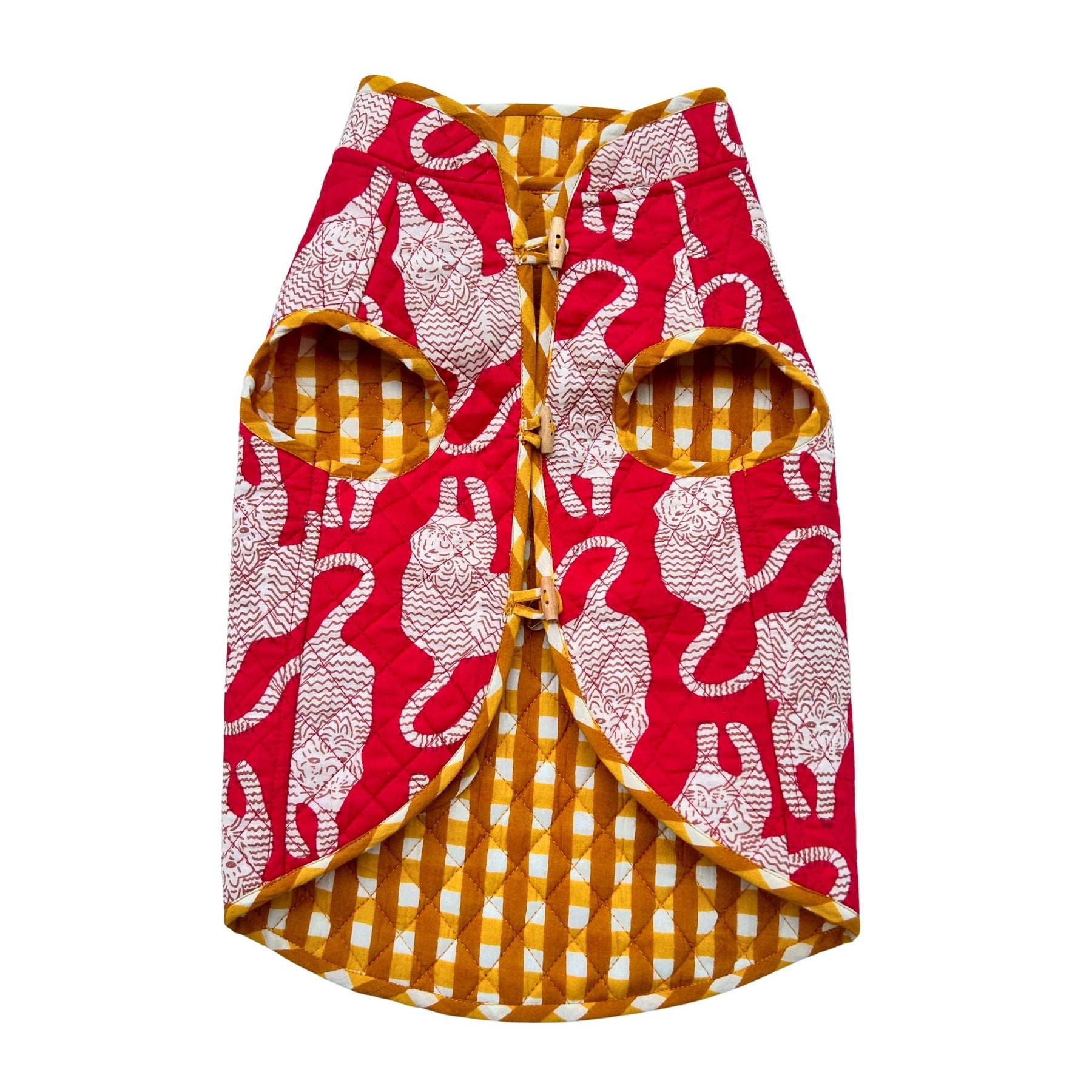 TIGER PRINT REVERSIBLE QUILTED JACKET FOR DOGS AND CATS