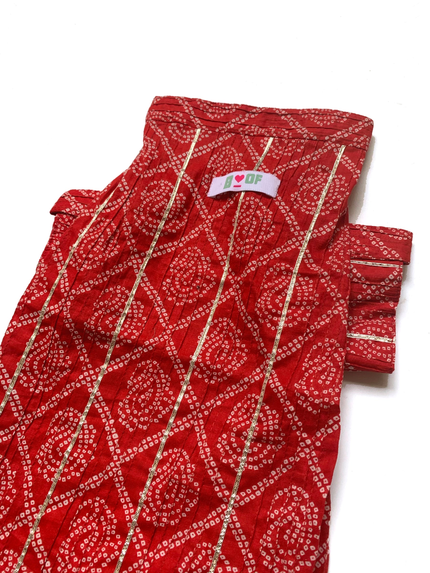 RED PINTUCK DOG KURTA