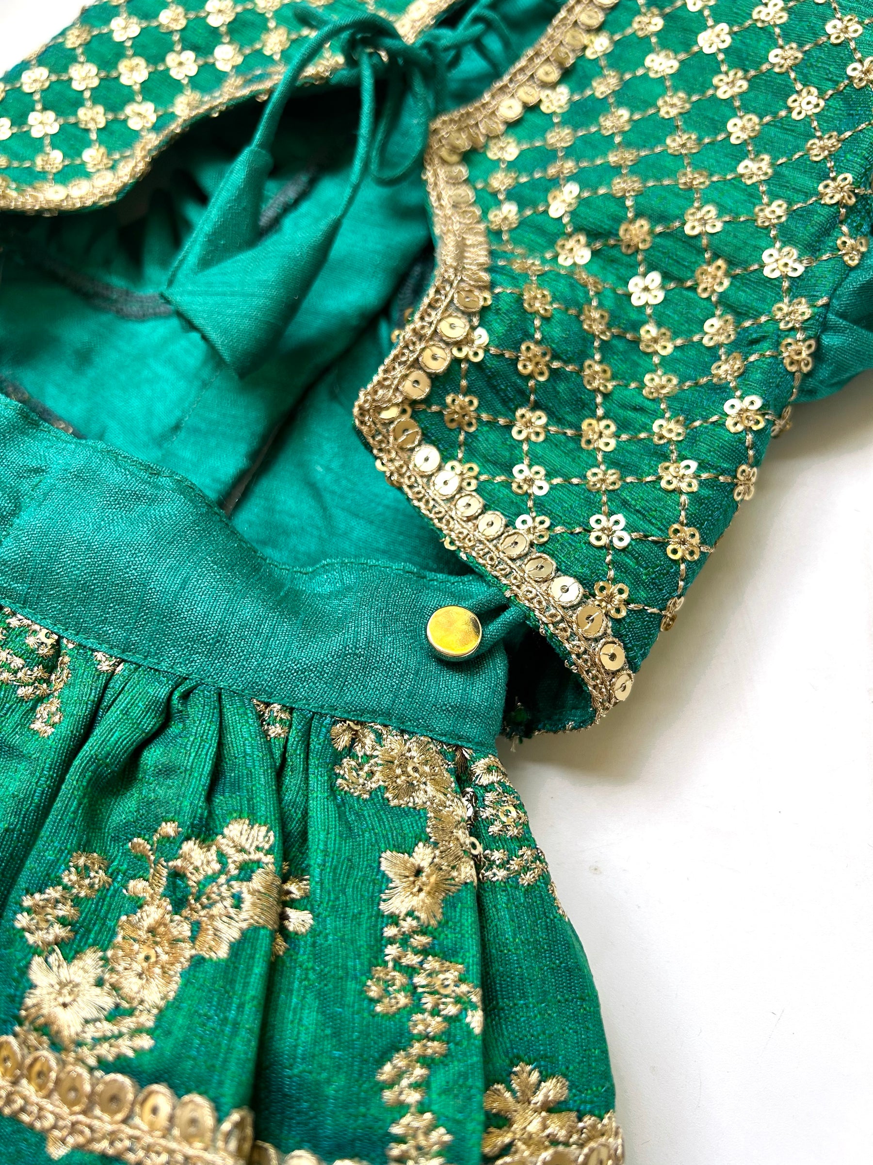 EMERALD GREEN GOLD LEHENGA